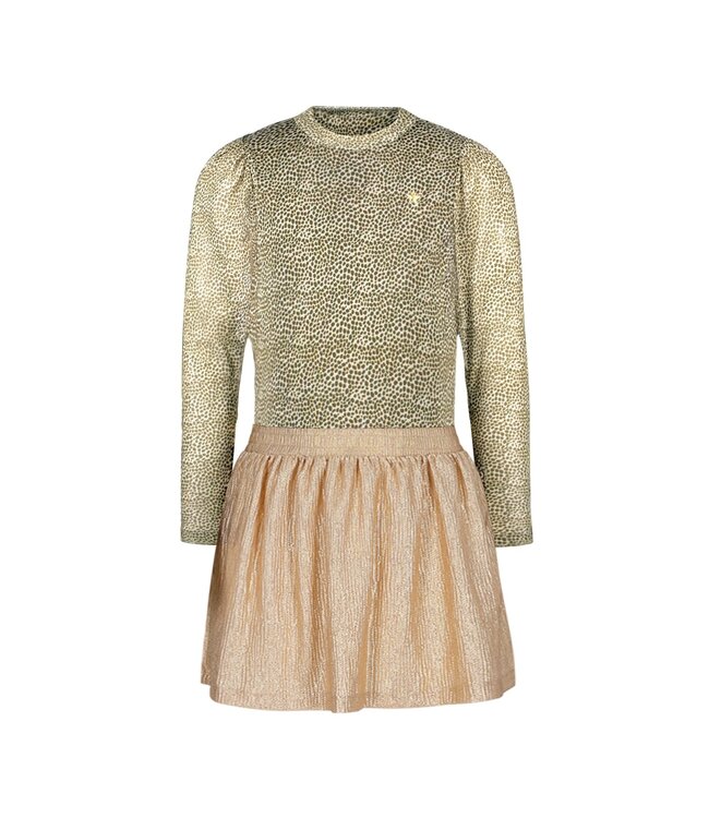 Like Flo winter jurk meisjes - zand - Mira - mesh top + metallic rok