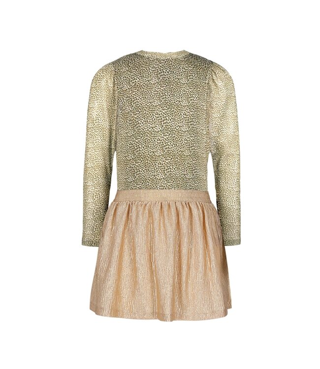Like Flo winter jurk meisjes - zand - Mira - mesh top + metallic rok