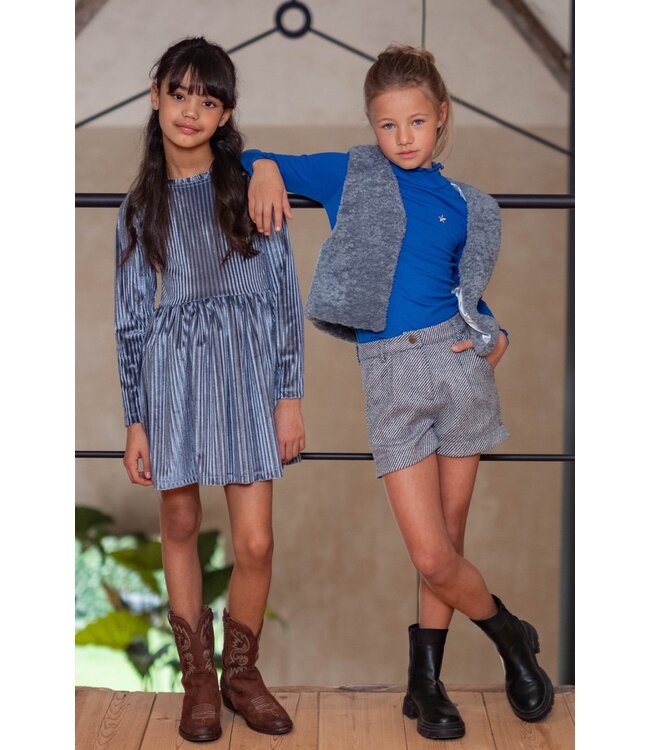 Like Flo winter jurk meisjes - blauw - Mara - knopen op mouw