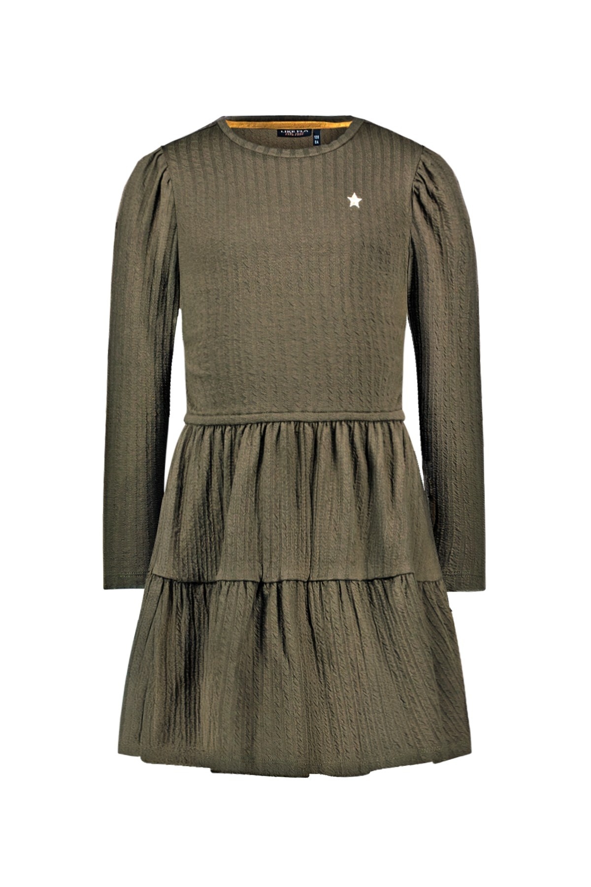 Like Flo winter jersey jurk meisjes - groen - Messie - jacquard afbeelding