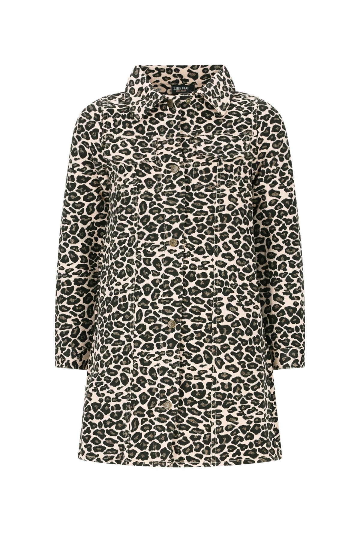 Like Flo winter jurk meisjes - blauwbeige - Mala - jeansknoop sluiting afbeelding