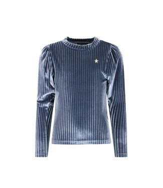 Like Flo winter velvet top meisjes - blauw - Esmay