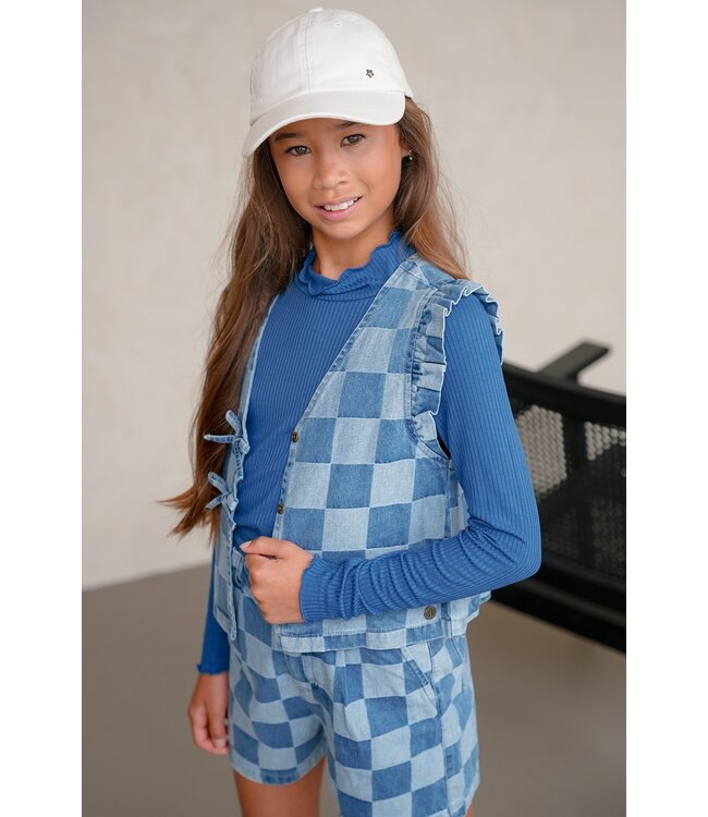 Like Flo winter t-shirt meisjes - blauw - Eef - rib - col