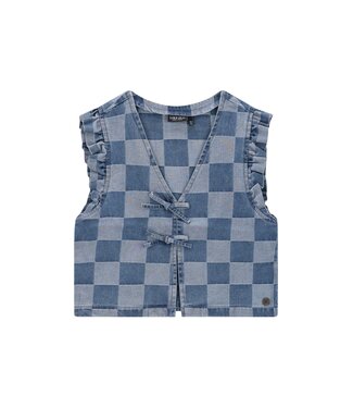 Like Flo winter gilet meisjes - blauw - Dia - nep strik sluiting