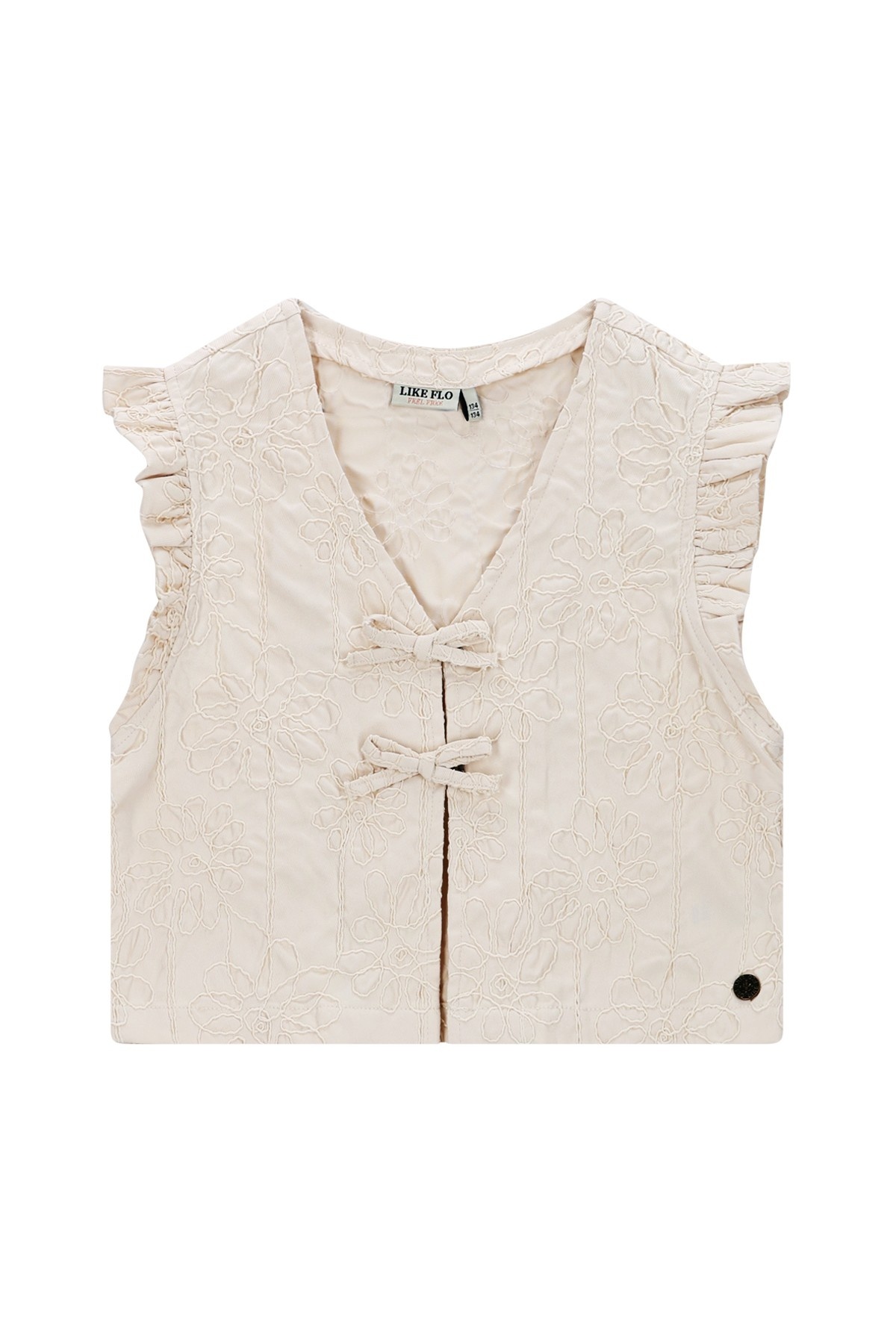 Like Flo winter gilet meisjes - beige - Dia - nep strik sluiting afbeelding