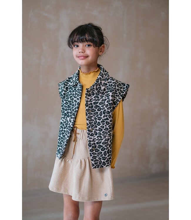 Like Flo winter gilet meisjes - blauw/beige - Dua - geweven - panter