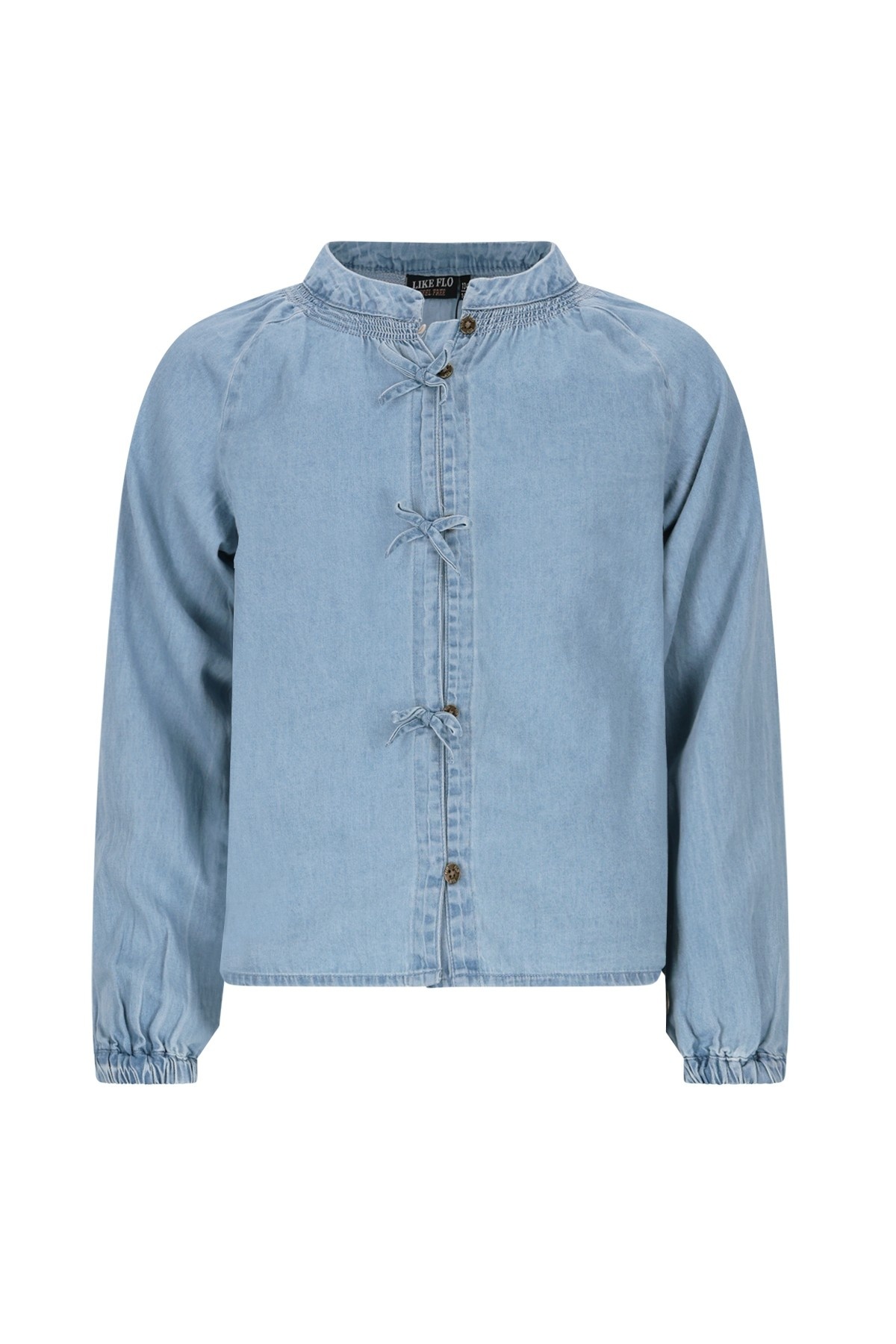 Like Flo winter blouse meisjes - blauw - Chei - chambrey - nep strik sluiting afbeelding