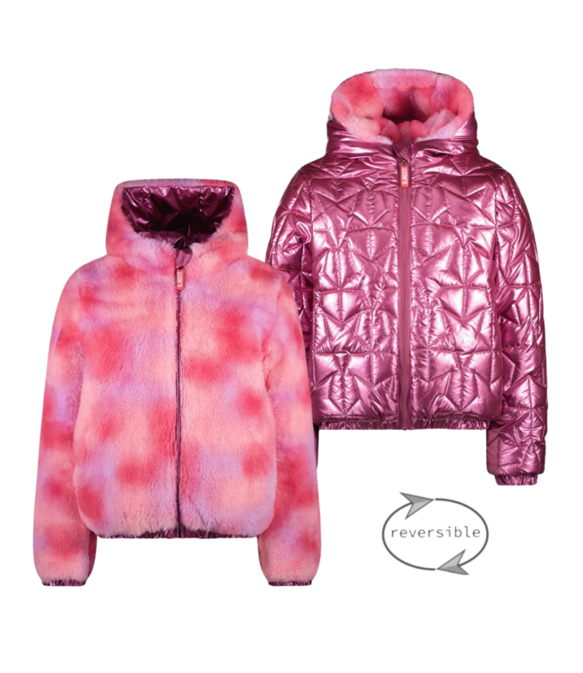 B.Nosy winter winterjas meisjes - roze - Jessie - reversible