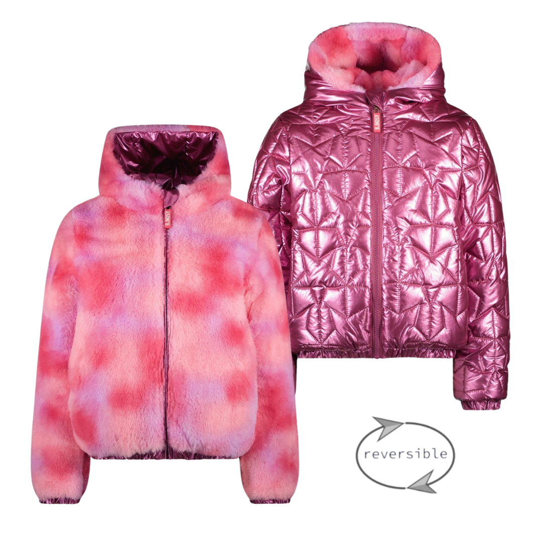 B.Nosy winter winterjas meisjes - roze - Jessie - reversible afbeelding