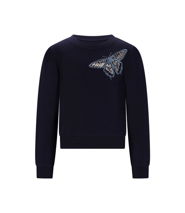 Le Chic winter sweater meisjes - navy blauw - Odette - vlinder