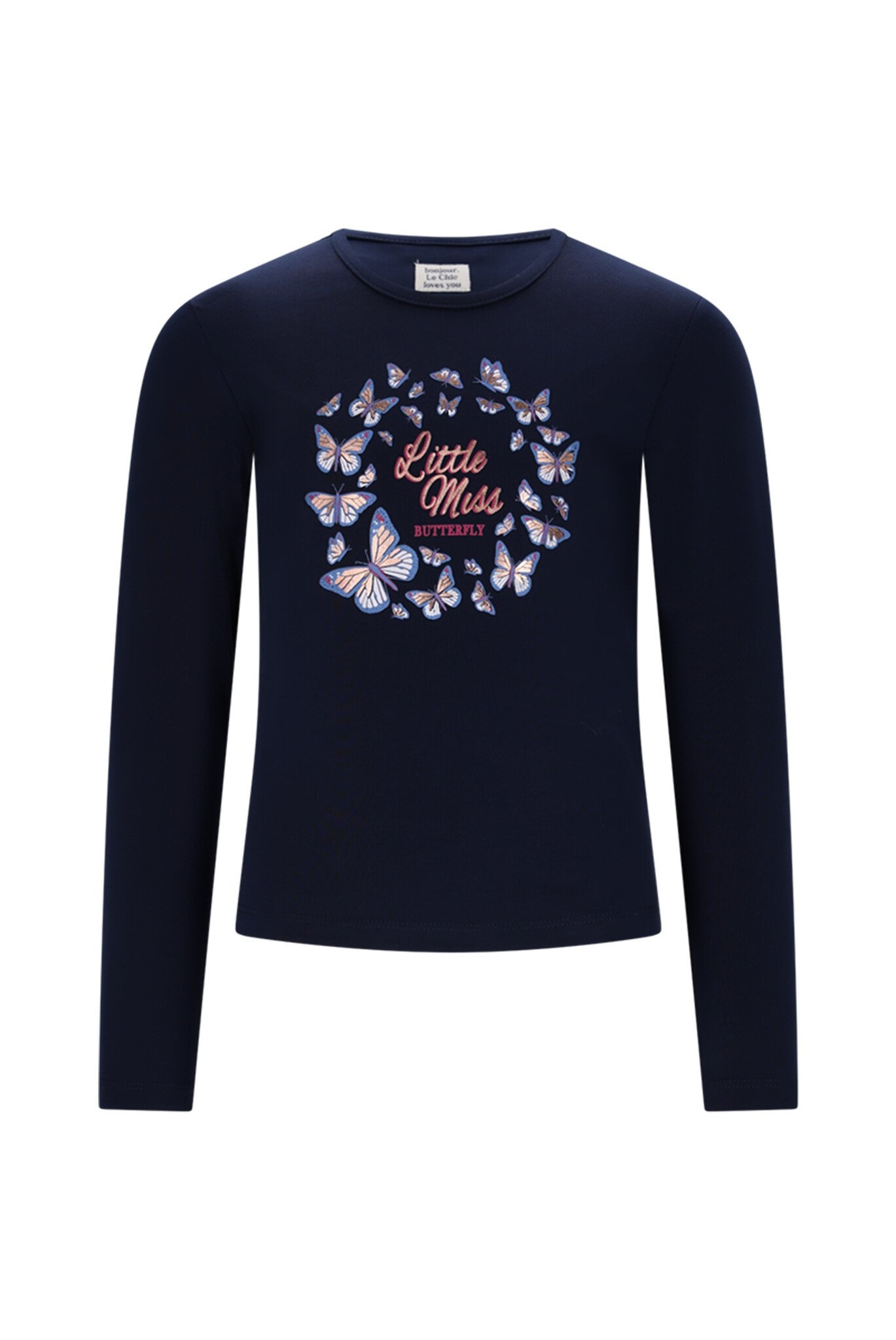 Le Chic winter t-shirt meisjes - navy blauw - Norma - vlinder afbeelding
