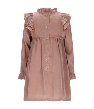 Le Chic winter jurk meisjes - bruin/rood - Skylar - ruffle
