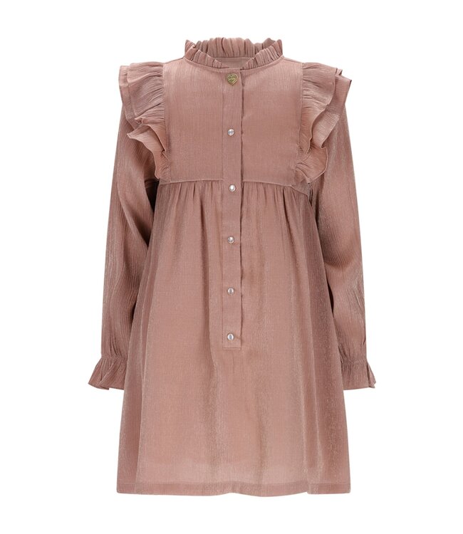 Le Chic winter jurk meisjes - bruin/rood - Skylar - ruffle