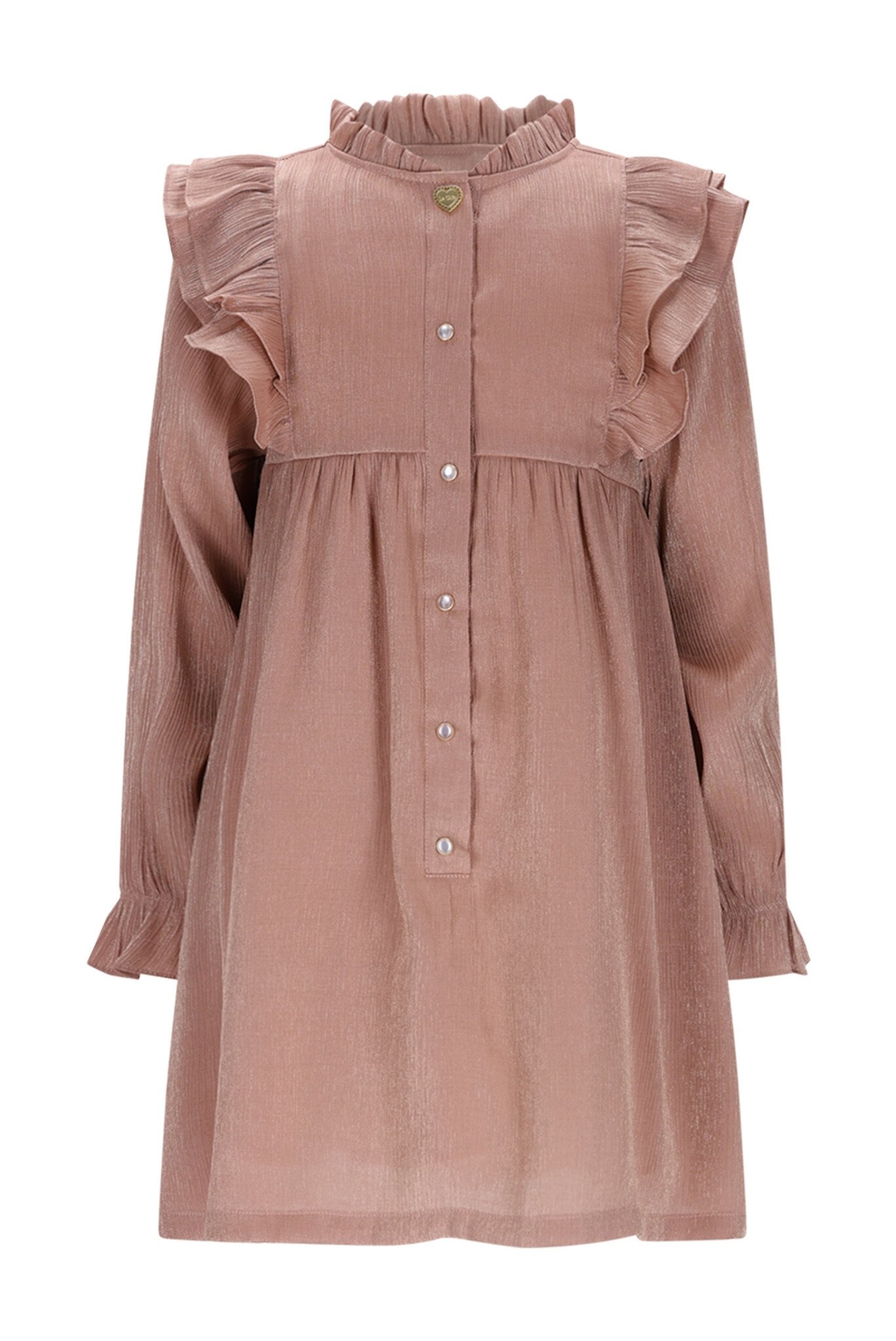 Le Chic winter jurk meisjes - bruin/rood - Skylar - ruffle afbeelding