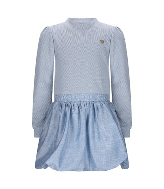 Le Chic winter jurk meisjes - blauw - Salloon - gebreid, glitter
