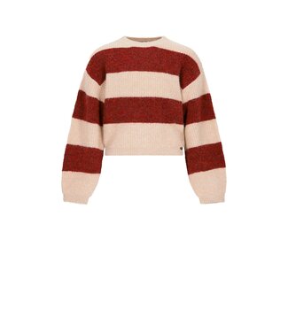 NoBell winter sweater meisjes - rood - Kate - gebreid, colorblock