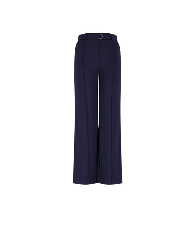 NoBell winter wide leg broek meisjes - navy blauw - Salet - interlock, met riem