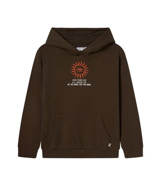 Name it winter hoodie jongens - bruin - NkmLanton