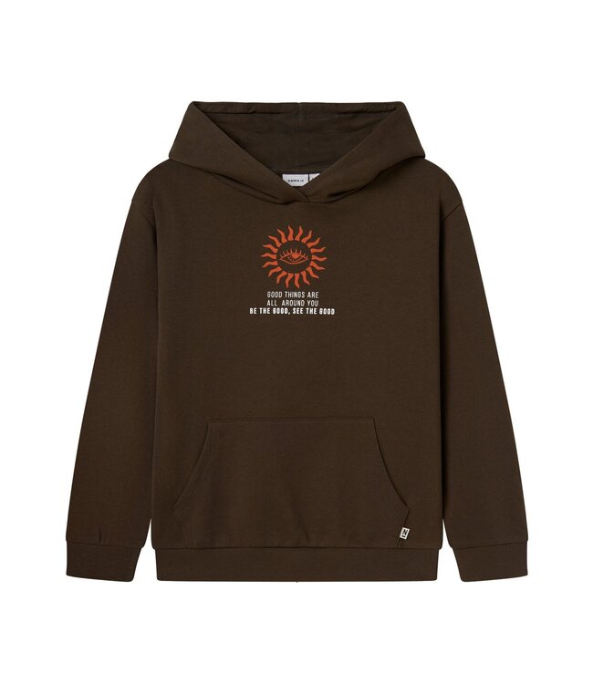 Name it winter hoodie jongens - bruin - NkmLanton