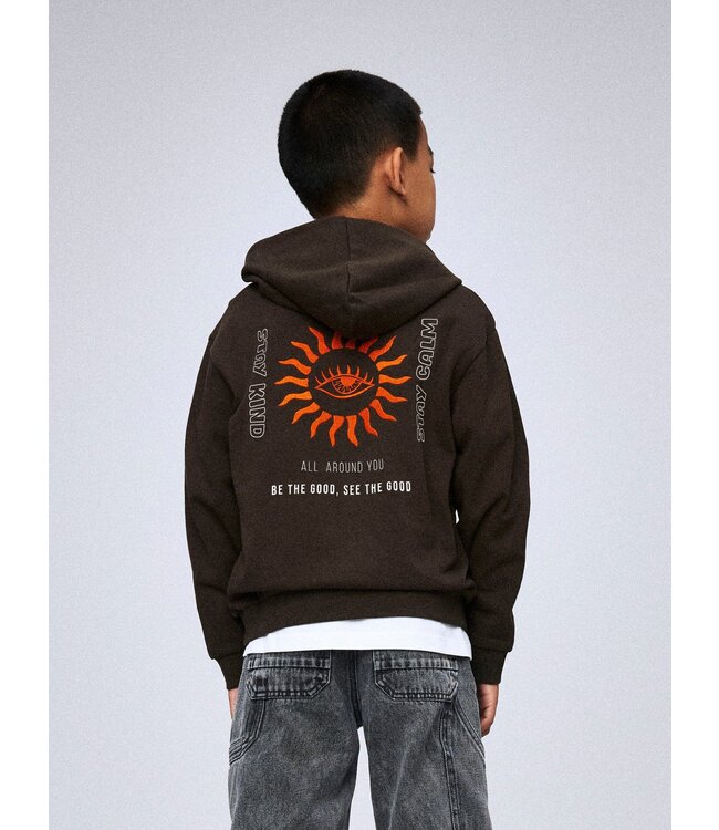 Name it winter hoodie jongens - bruin - NkmLanton