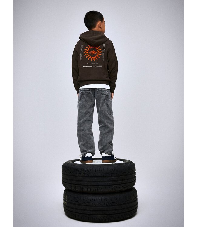 Name it winter hoodie jongens - bruin - NkmLanton