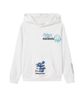 Name it winter hoodie jongens - wit - NkmLucian