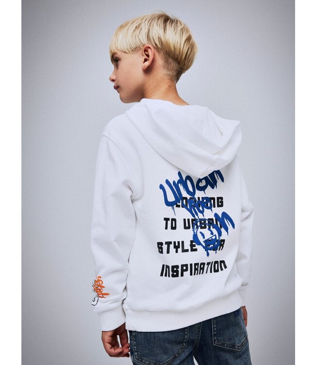 Name it winter hoodie jongens - wit - NkmLucian