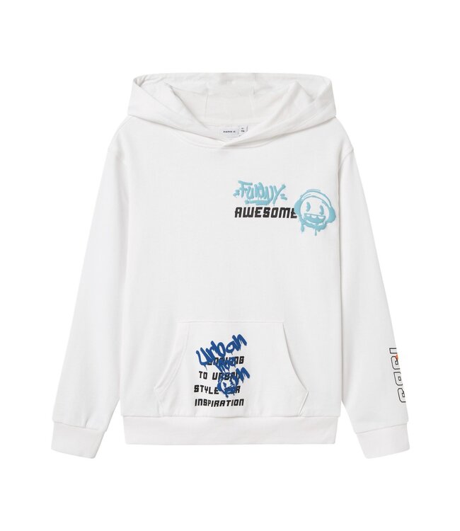 Name it winter hoodie jongens - wit - NkmLucian