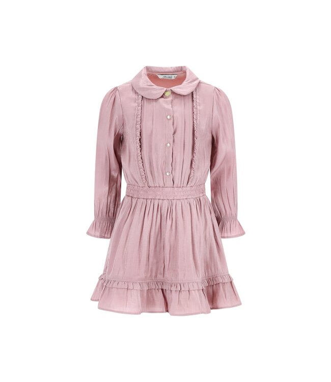 Le Chic winter jurk meisjes - roze - Swanta - silky, ruffle