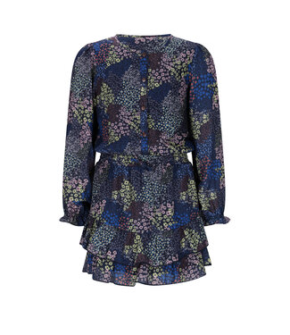 NoNo winter jurk meisjes - navy blauw - Miggy - denim bloem