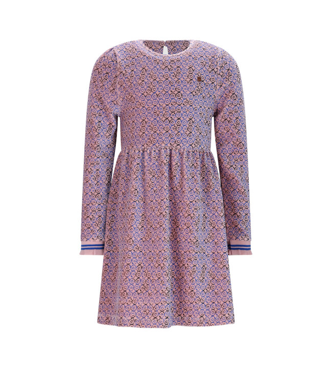 NoNo winter velvet jersey jurk meisjes - blauw - Maxim - AOP rib