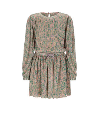 NoNo winter plisse jersey jurk meisjes - zand - Miron - AOP