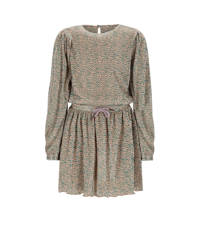 NoNo winter plisse jersey jurk meisjes - zand - Miron - AOP