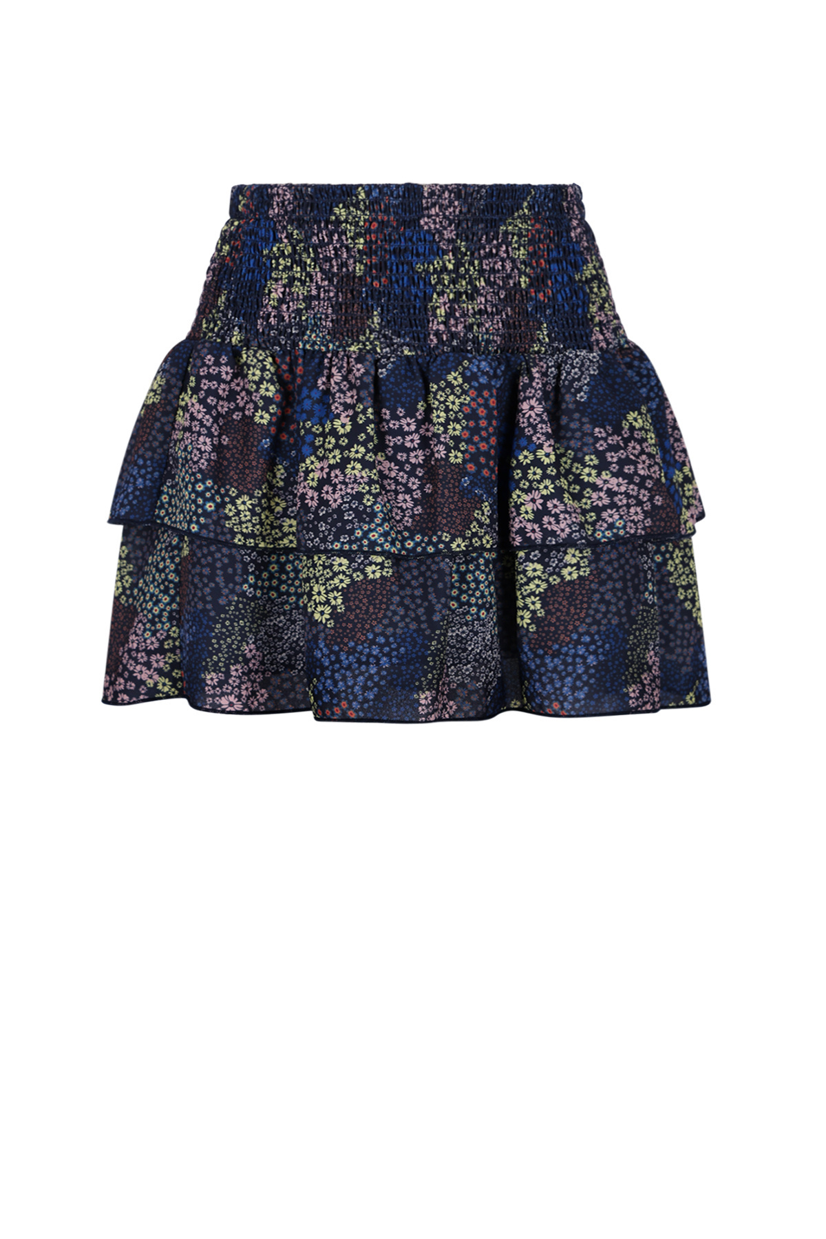 NoNo winter rok meisjes - navy blauw - Nika - smocked, laagjes, denim bloem afbeelding