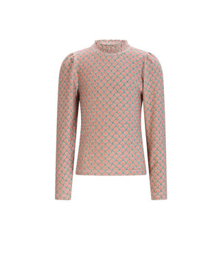 NoNo winter jersey t-shirt meisjes - groen - Koss - AOP, rib