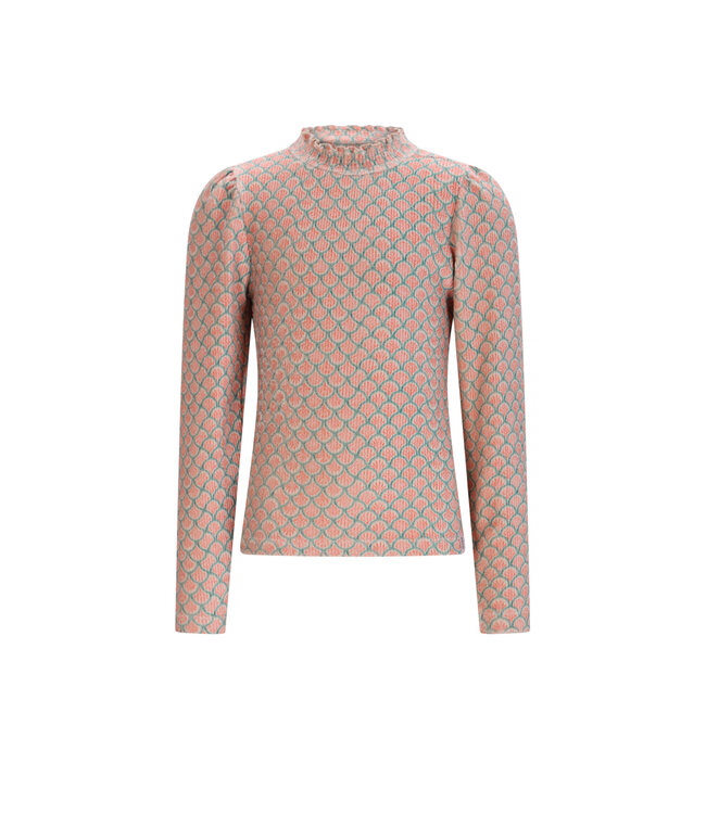 NoNo winter jersey t-shirt meisjes - groen - Koss - AOP, rib