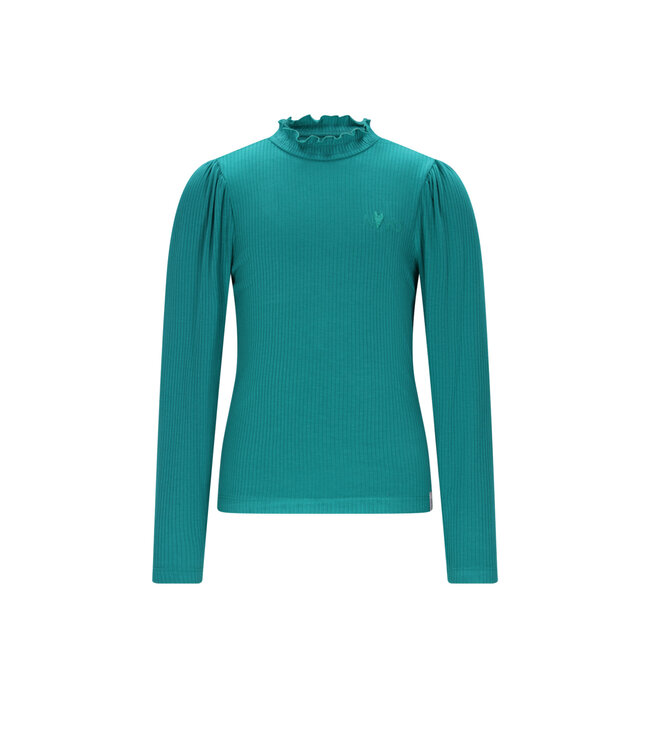 NoNo winter jersey t-shirt meisjes - groen - Koss - rib, ecovero