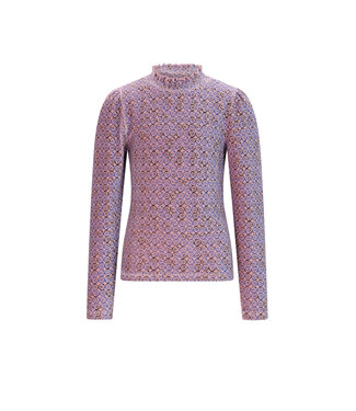 NoNo winter jersey t-shirt meisjes - blauw - Koss - AOP, rib