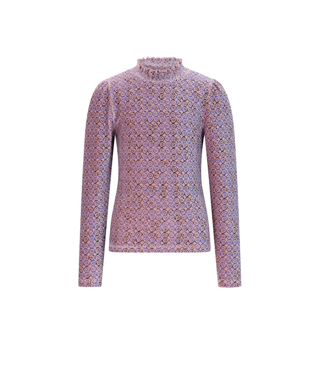 NoNo winter jersey t-shirt meisjes - blauw - Koss - AOP, rib