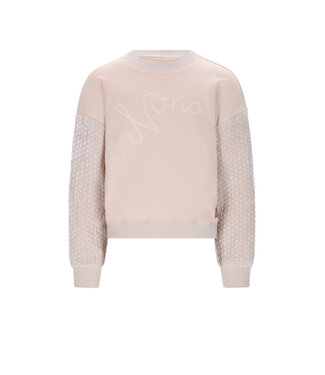 NoNo winter sweater meisjes - ivoor - Konono - vevet contrast mouwen