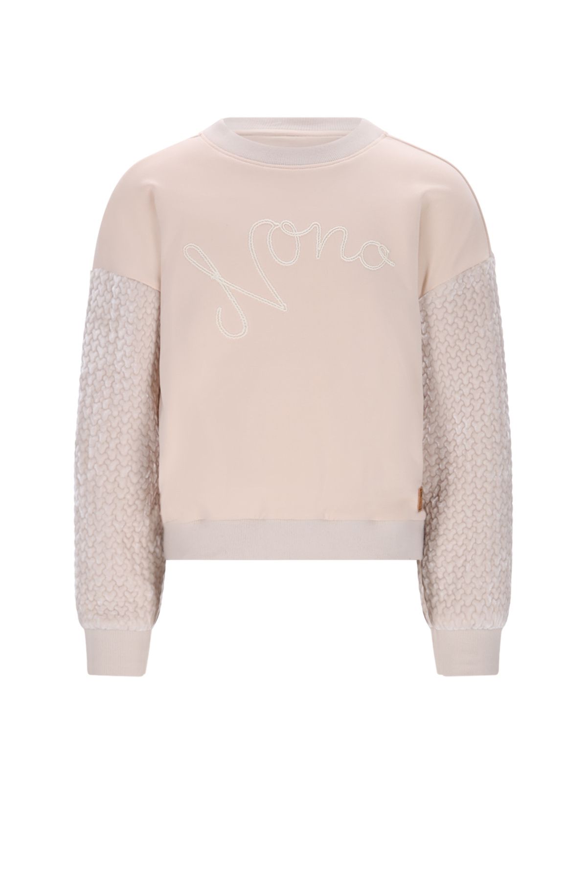 NoNo winter sweater meisjes - ivoor - Konono - vevet contrast mouwen afbeelding