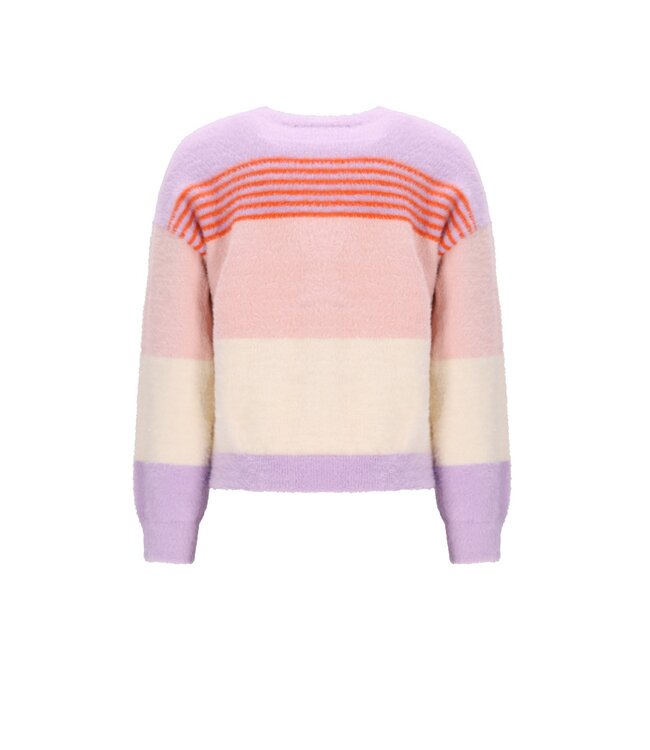 NoNo winter sweater meisjes - paars - Kendra - flully, gestreept