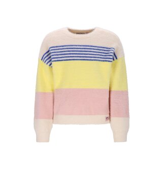 NoNo winter sweater meisjes - ivoor - Kendra - fluffy, gestreept