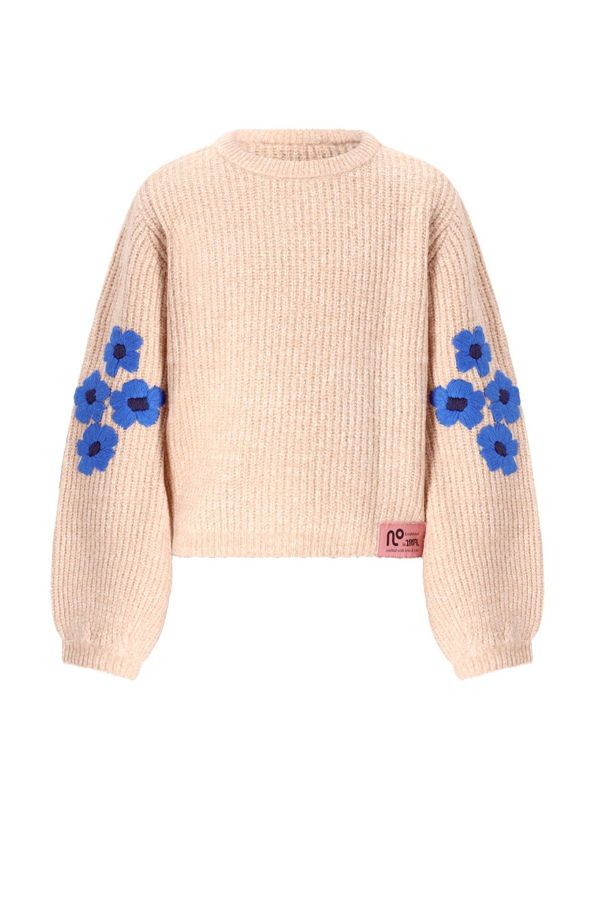 NoNo winter sweater meisjes - ivoor - Kem - gebreid, bloem borduursel afbeelding