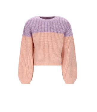 NoNo winter sweater meisjes - oranje - Kem - gebreid, colorblock
