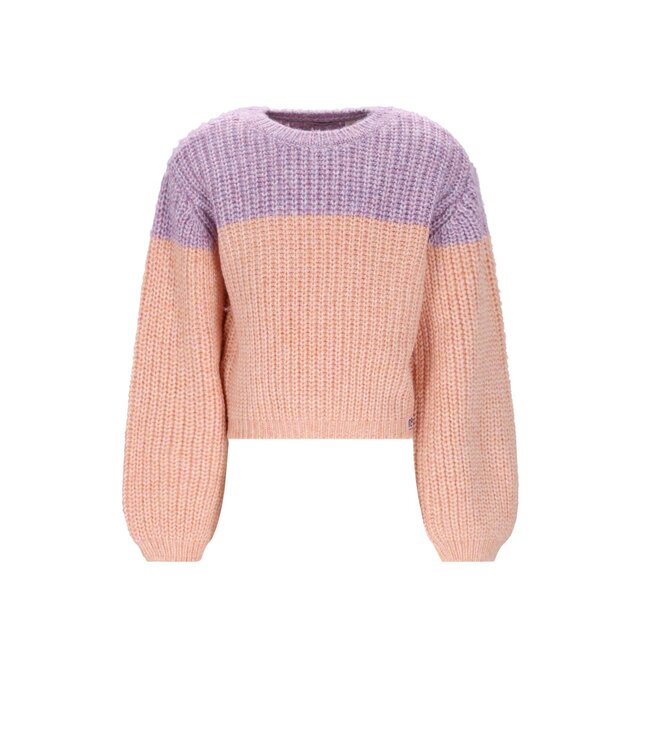 NoNo winter sweater meisjes - oranje - Kem - gebreid, colorblock