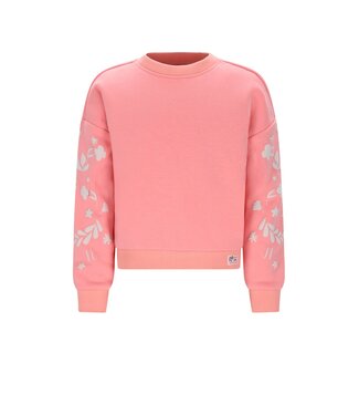 NoNo winter sweater meisjes - roze - Konono - furry, mouwprint