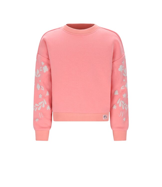 NoNo winter sweater meisjes - roze - Konono - furry, mouwprint