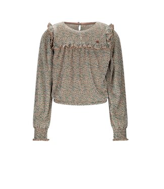 NoNo winter jersey blouse meisjes - zand - Tisja - plisse, AOP