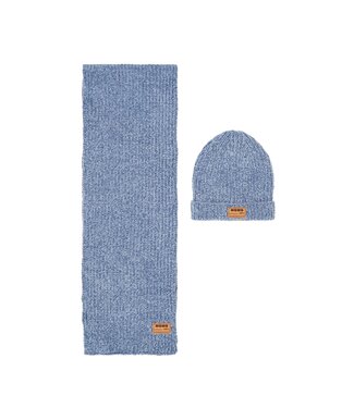 NoNo winter sjaal + muts set meisjes - blauw - Rana - chanille, gebreid, animal